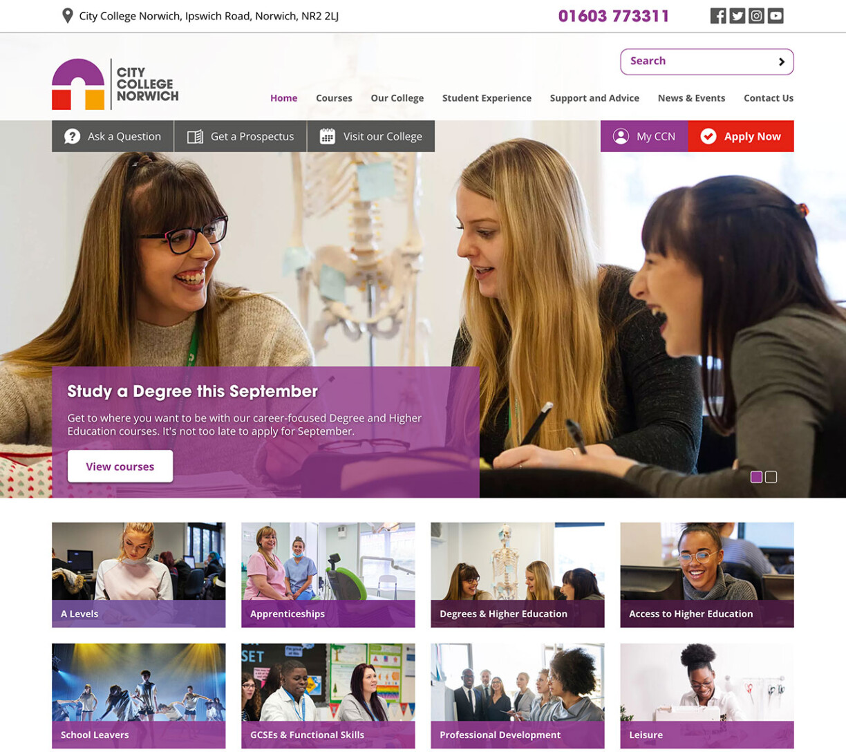 City College Norwich home page