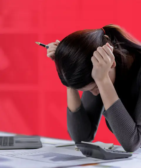 Woman frustrated by a terrible website